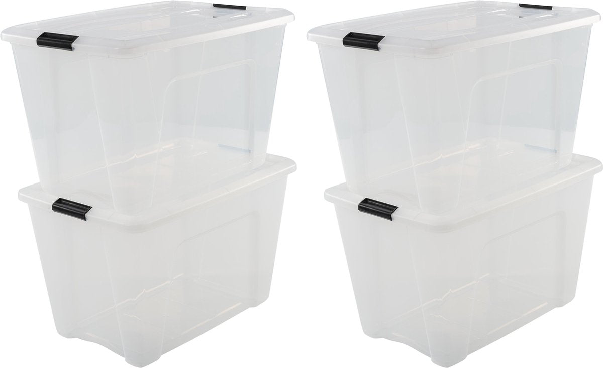 Caja de almacenamiento Iris topbox - 60 l - plástico - negro transparente - juego de 4