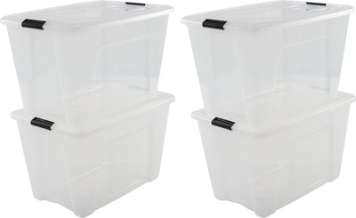 Iris topbox opbergbox - 60l - kunststof - transparant zwart - set van 4
