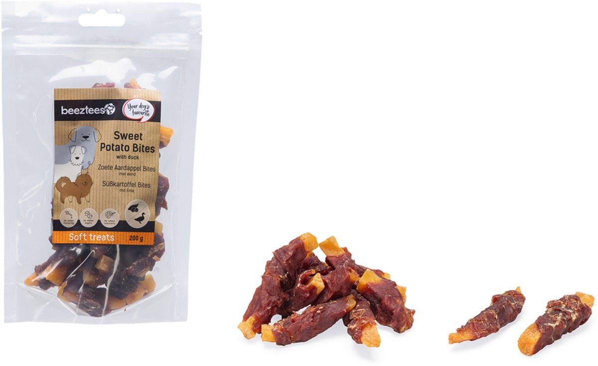 Beeztees bocconcini di patate dolci con anatra - snack per cani - biscotti per cani - dolcetti per cani - 200 grammi