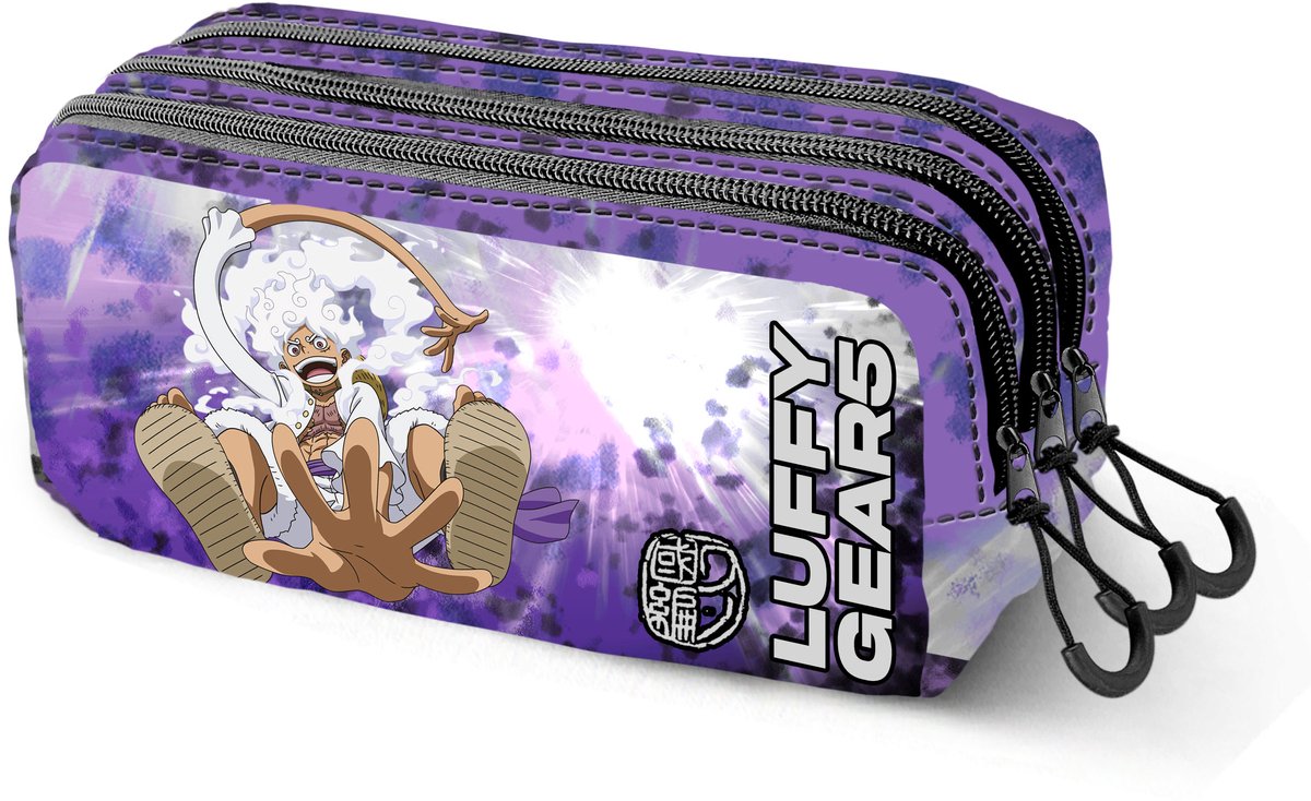 Karactermania - one piece luffy gear 5 - - trick fan 2.2 - astuccio - astuccio con tripla cerniera - astuccio con attacco trolley - lilla