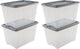 Iris new topbox opbergbox - 60l - kunststof - transparant silver - set van 4