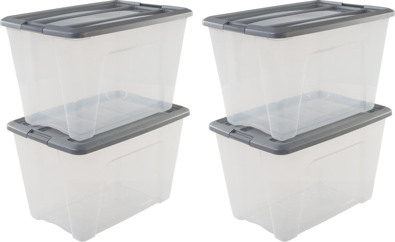 Bauletto portaoggetti Iris New - 60 l - plastica - argento trasparente - set da 4