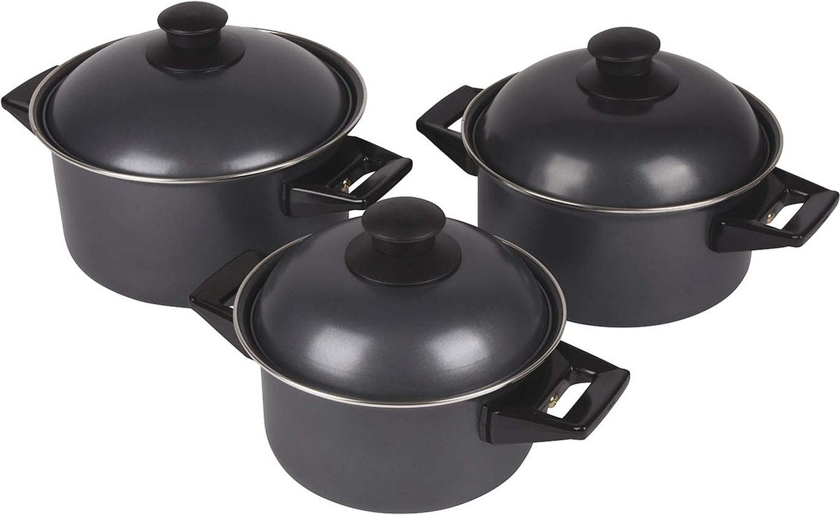 Bo-camp - pannenset - rondo - 3-delig - carbonstaal