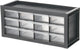 Organizer da officina Iris 12 cassetti - armadio per pezzi dpc‑12 - organizzazione panoramica - plastica - grigio nero