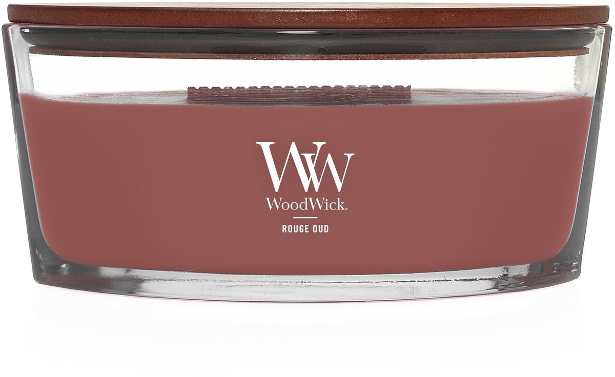 Candela profumata Woodwick Hearthwick Flame Ellipse - Rouge Old - 50 ore di combustione