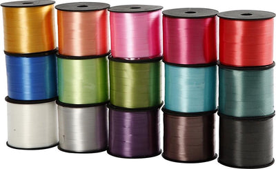 Nastro regalo aziendale Creativ, l: 10 mm, lucido, vari colori, 15x50 m 1 scatola