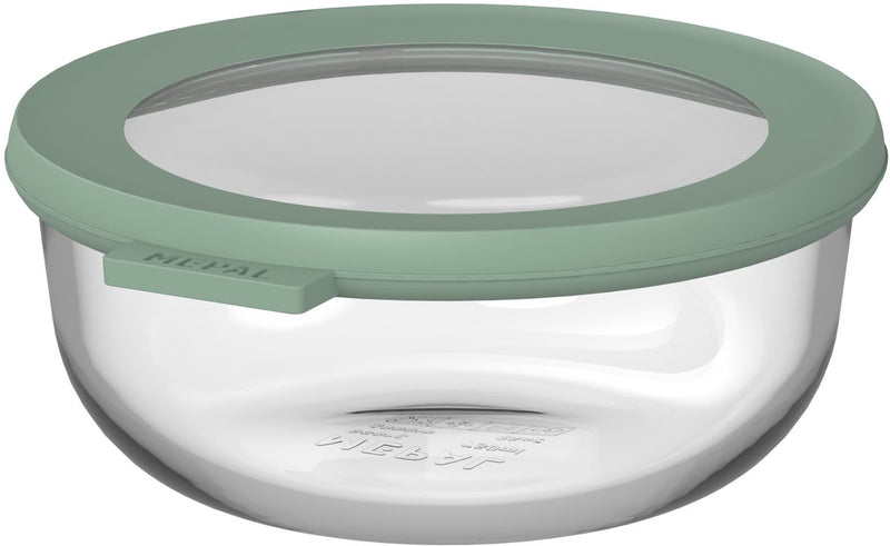 Mepal glazen vershouddoos rond cirqula - 750 ml - glazen vershoudbakjes - hittebestendig tot 550 °c. zonder deksel - meal prep bakjes - nordic sage