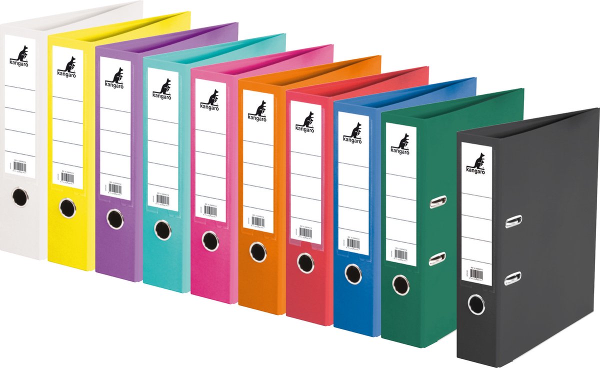 Kangaro ordner - a4 - 2-rings - rugbreedte 75mm - 10 stuks assorti kleuren