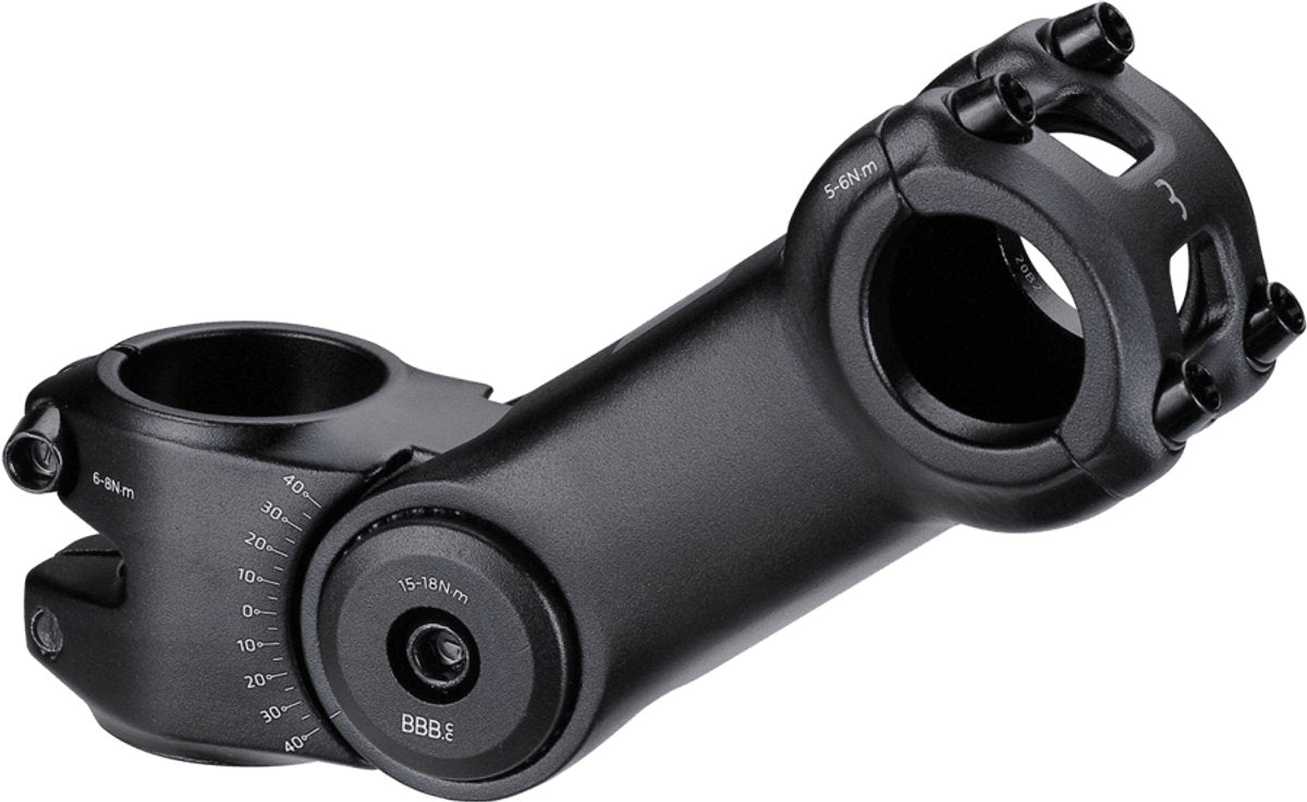 Potencia de bicicleta Bbb Cycling Highsix de 130 mm - potencia ajustable -40° + ángulo de 40° - manillar de 25,4 mm - negro - bhs-28