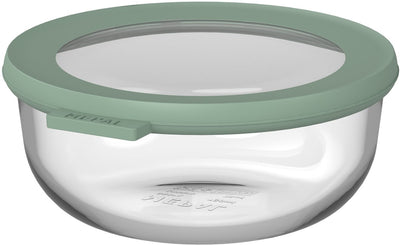 Recipiente para alimentos de vidrio Mepal redondo circular - 750 ml - Recipientes para alimentos de vidrio - Resistente al calor hasta 550 °C. sin tapa - recipientes para preparar comidas - salvia nórdica