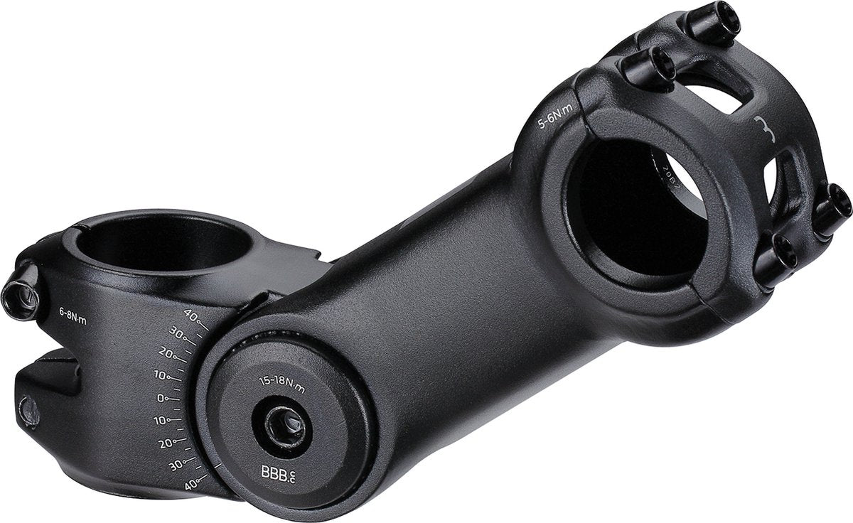 Potencia de bicicleta Bbb Cycling Highsix de 110 mm - potencia ajustable -40° + ángulo de 40° - manillar de 25,4 mm - negro - bhs-28