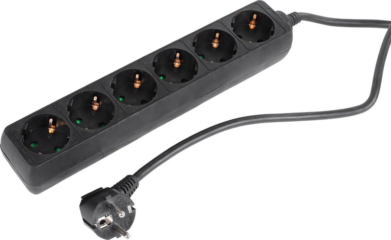 Multipresa Q-link - Cavo prolunga 6 vie con terra - 3 x 1,5 mmâ² - 5 m - nero