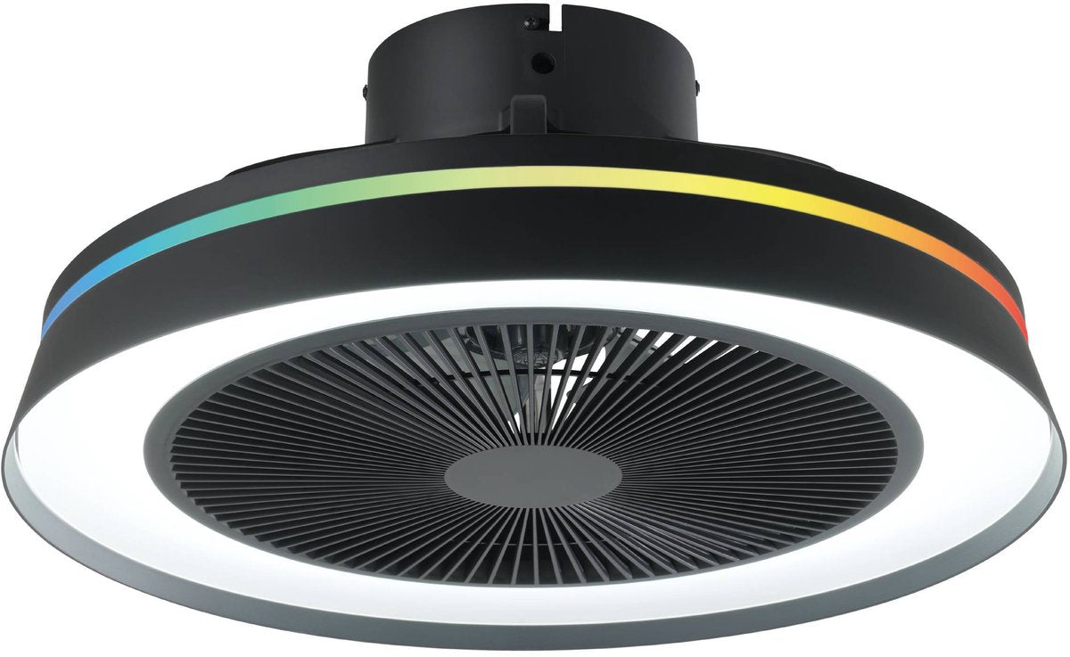 Eglo vallonia plafondventilator met lamp - ø 48 cm - 3 snelheden - instelbaar wit licht - rgb - dimbaar - dc energy saving - zwart