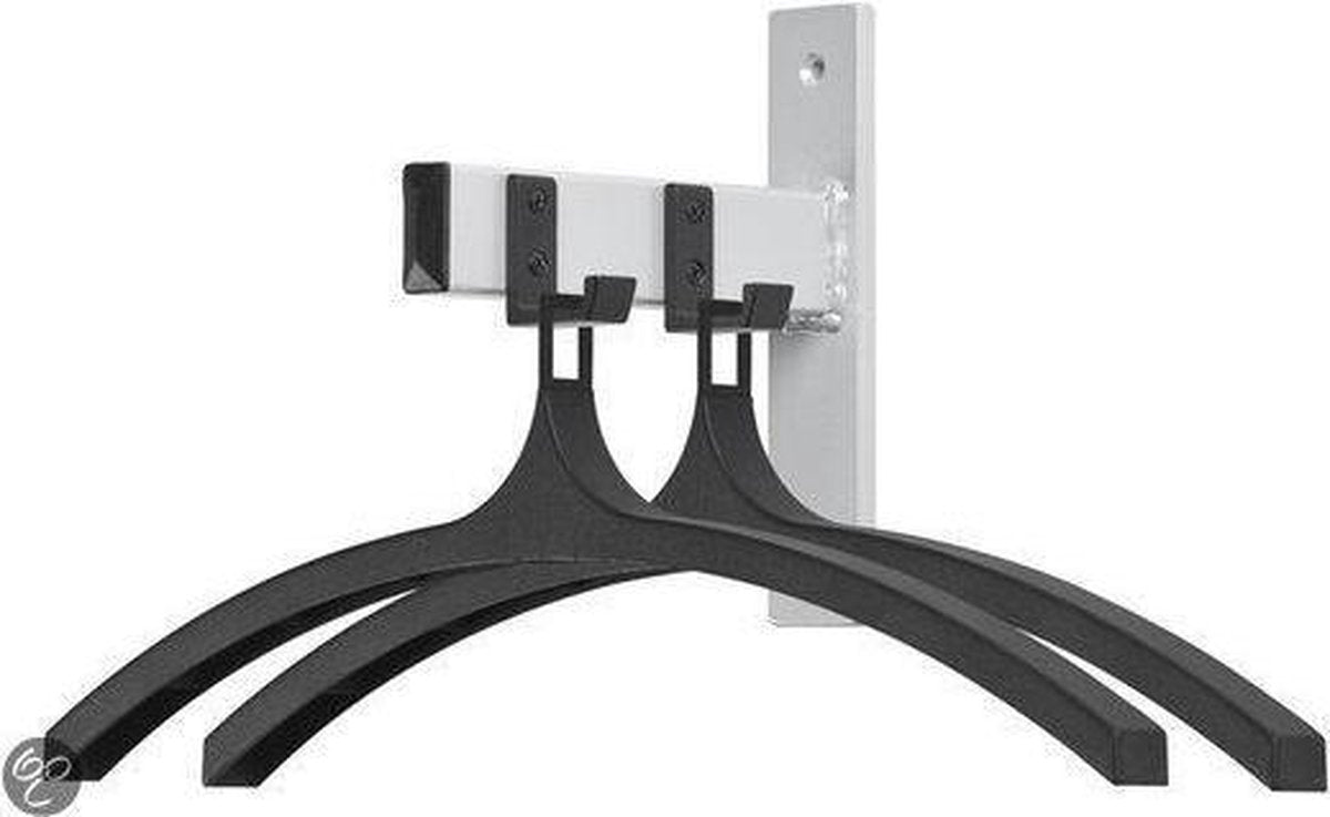 Parte en V - armario de pared hiq 2 perchas - mango de plástico - negro, gris aluminio - perchero