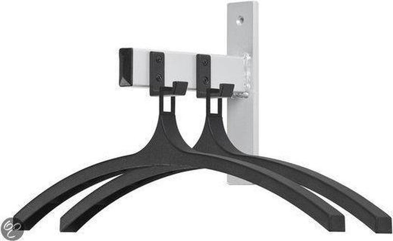 Parte en V - armario de pared hiq 2 perchas - mango de plástico - negro, gris aluminio - perchero