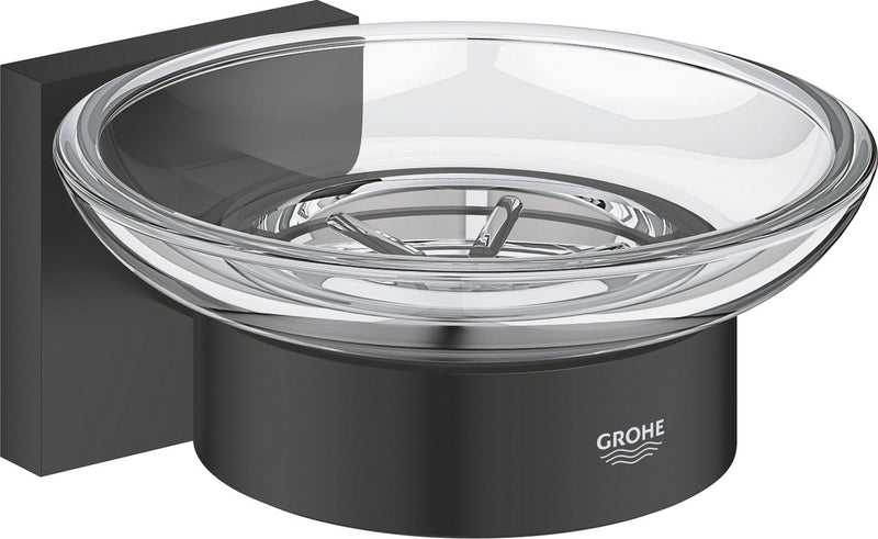 Jabonera Grohe Quickfix Start Cube con soporte - negro mate