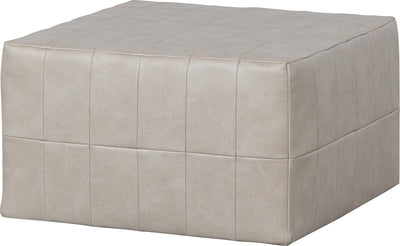 Puf Woood patchwork - aspecto cuero - natural - 36x60x60
