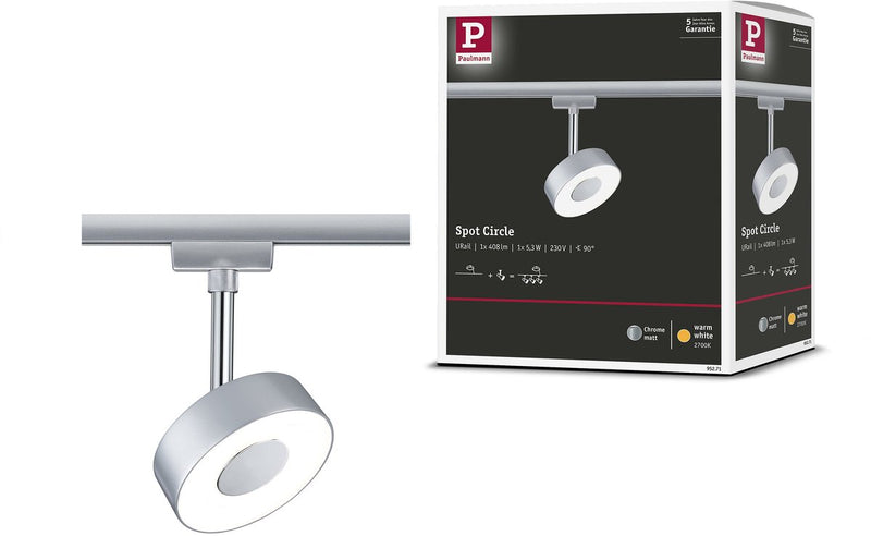 Paulmann urail rail spot círculo 250lm 5.3w 2700k 230v cromo mate