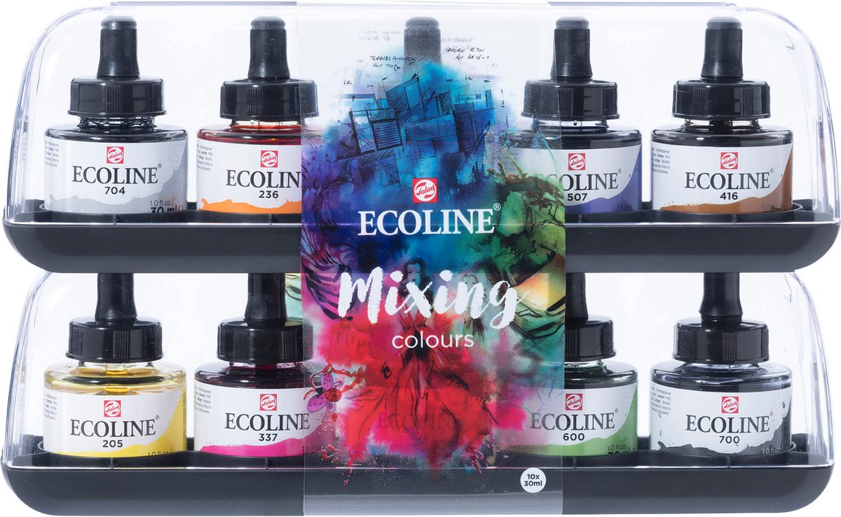 Mixtet ad acquerello liquido ecoline di Bruynzeel, 10x30ml