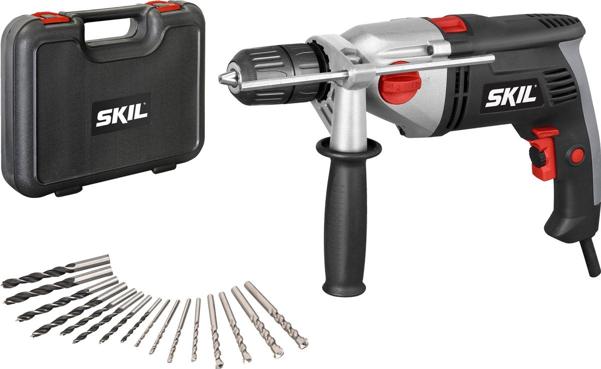 Skil klopboormachine 900w - boormachine voor hout, staal metselwerk - boorcapaciteit tot 40mm - klopboormachines - snelspanboorkop 13mm - met diepteaanslag zijhandgreep - inclusief accessoires - 1024 aa
