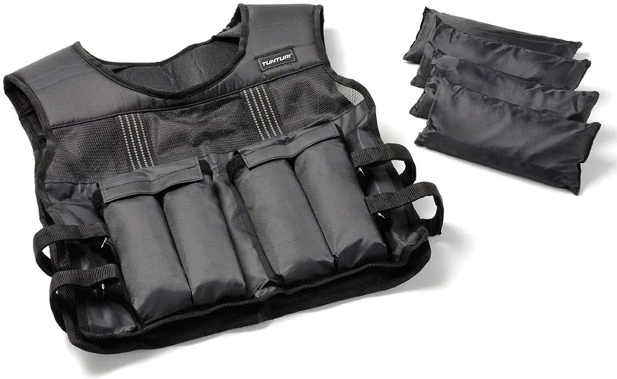 Chaleco con pesas Tunturi - chaleco con pesas - chaleco con pesas - chaleco con pesas para correr - ajustable - 10 kg - negro