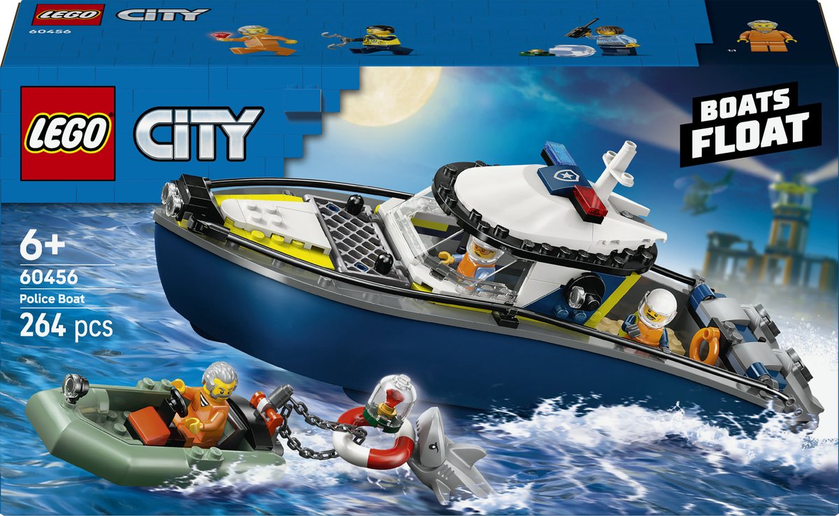 Lego ® city achtervolging met politieboot, drijft echt - 60456