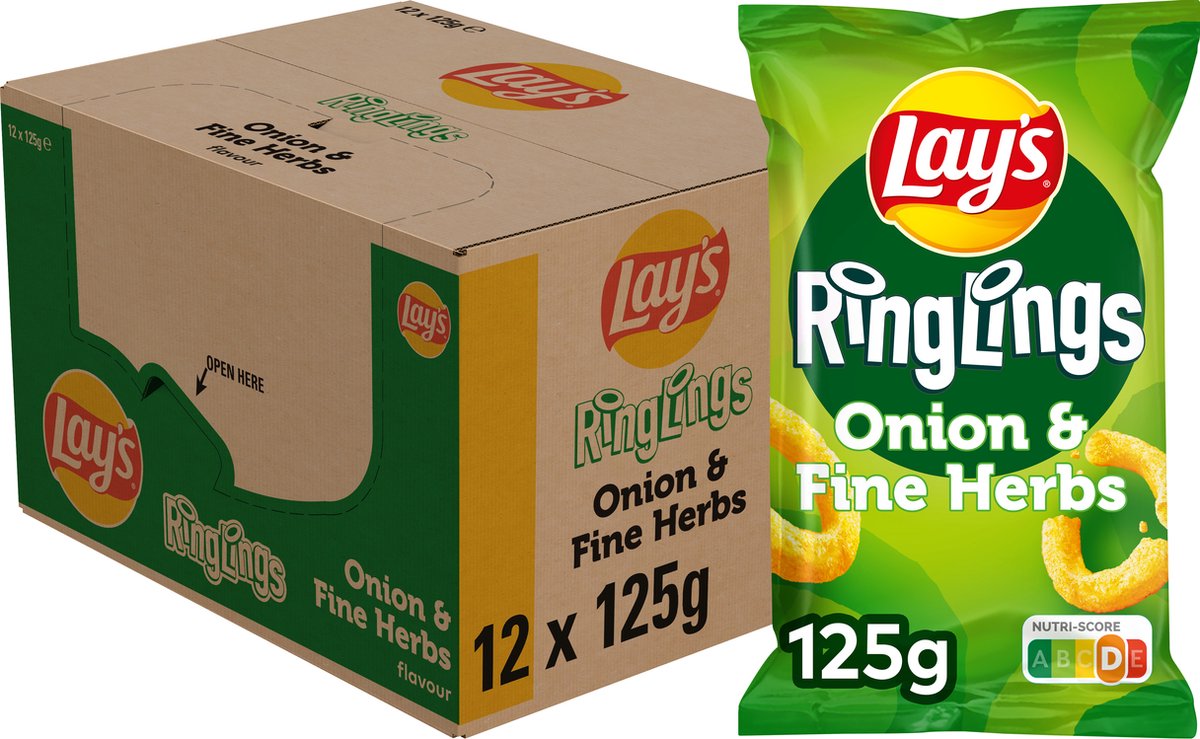 Lay's ringlings de cebolla finas hierbas - chips - 12 x 125 gramos