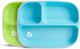 Piatti antiscivolo Munchkin con 3 scomparti - antispruzzo - lavabili in lavastoviglie e microonde - per 2 pezzi - piatti per bambini - verde blu