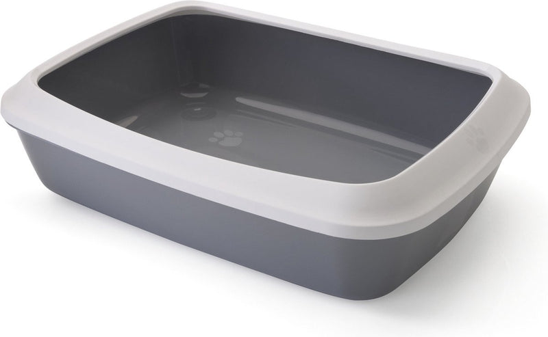Caja de arena Savic iriz con borde blanco gris frio
