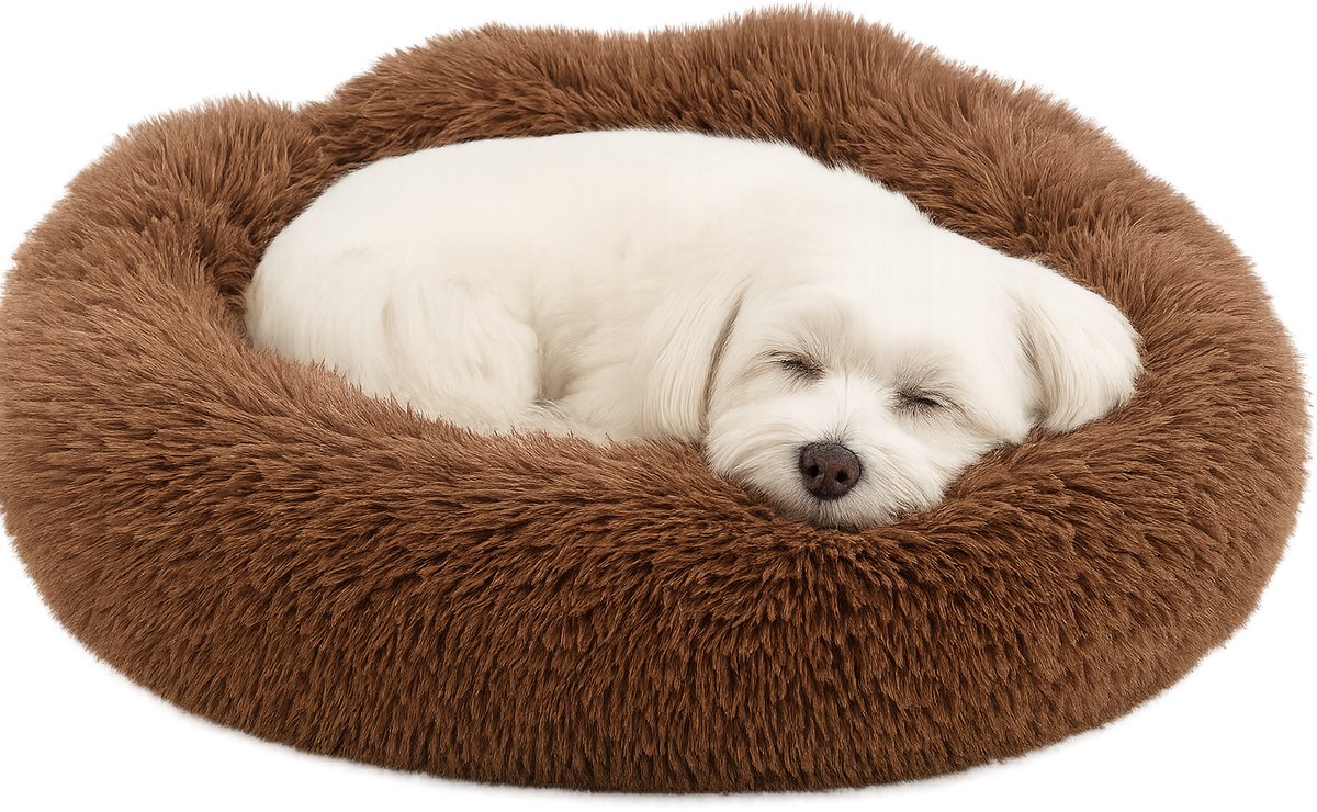 Cama para perros Flamingo – Cama para perros Donut – Cama para gatos moca – 55 cm – Lujo extra suave para perro o gato – Cesta de pacha