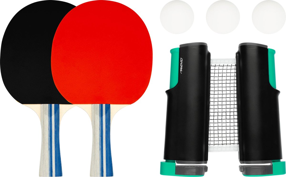Set completo da ping pong Avento - rete da ping pong estensibile - nero rosso
