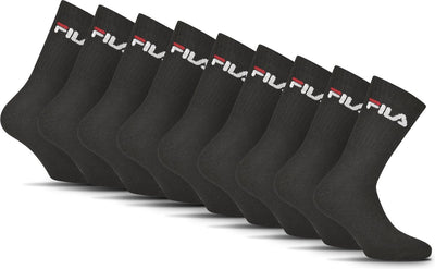 Fila tennis sports socks - size 35 38 - 9 pack - black