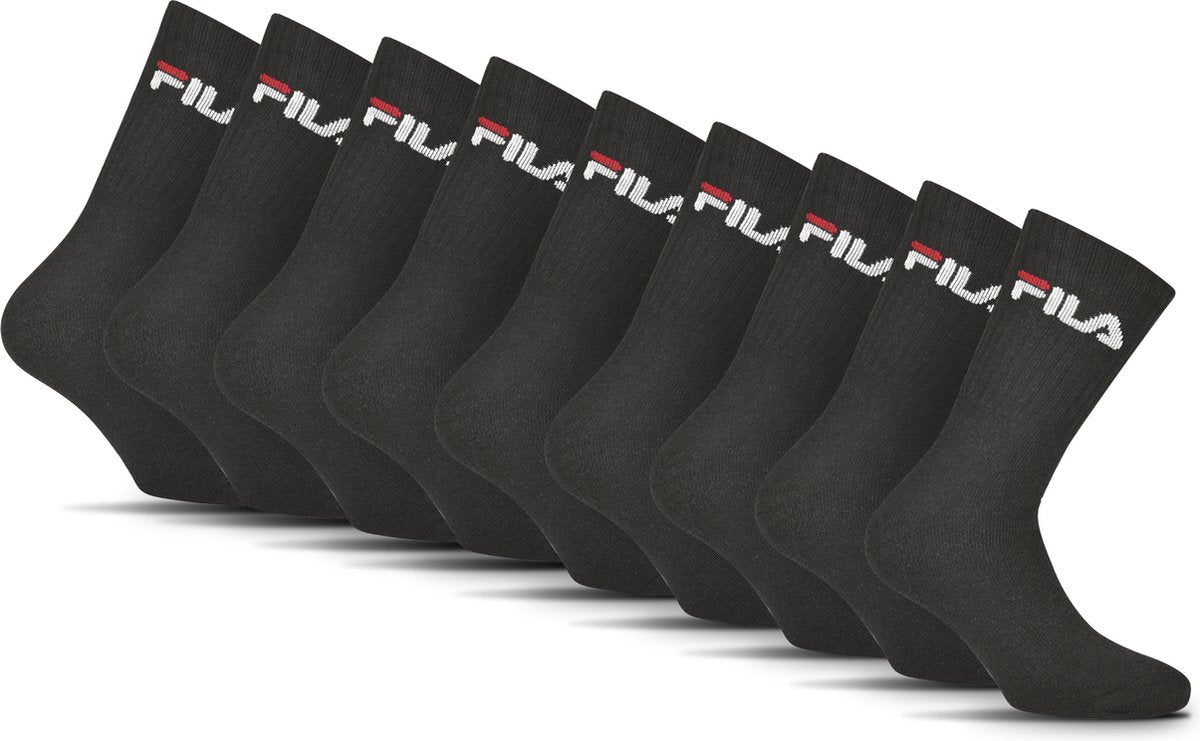 Fila tennis- sportsokken - maat 43 46 - 9 pack - zwart