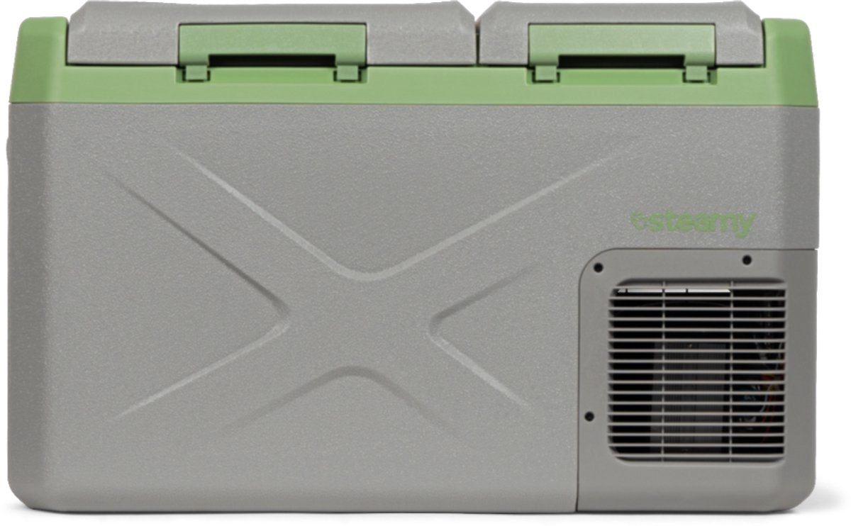 Frigo portatile a compressore elettrico Steamy-e dual zone - dual zone - 24 litri - 12v e 230v - per auto e campeggio - grigio