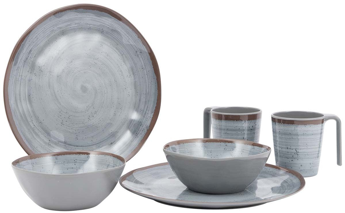 Bo-camp tableware - halo - 6-piece - melamine - gray
