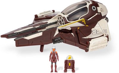 Jazwares star wars- paquete múltiple de vehículos (figura de vehículo de 7,5 cm + vehículo de 7,5 cm) - ahsoka tano - caja de evolución del caza estelar