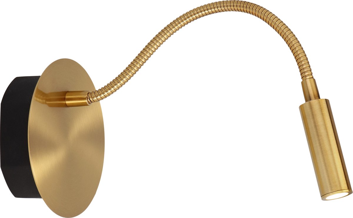 Lucide jolijn - oplaadbare bedlamp wandlamp - accu batterij - ø 11 cm - led - 1x2w 3000k - magnetisch - mat goud messing