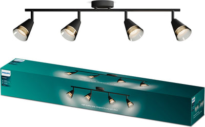 Philips led philips cleft spot - plafondspot met vier lichtpunten - met gerookt glas - gu10 led fitting