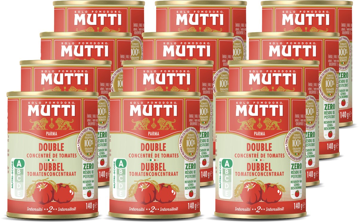 Puré de tomate Mutti doble concentrado zrp - 12 x 140 gramos