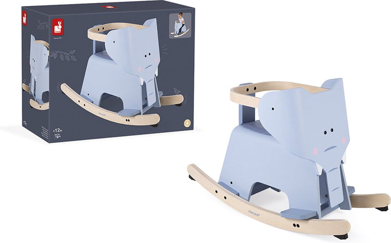 Janod - elefante balancín - este divertido elefante balancín de madera es ideal para los más pequeños - el sistema antivuelco garantiza que su hijo pueda jugar con total seguridad - ¡largos viajes por delante! - adecuado a partir de 1 año