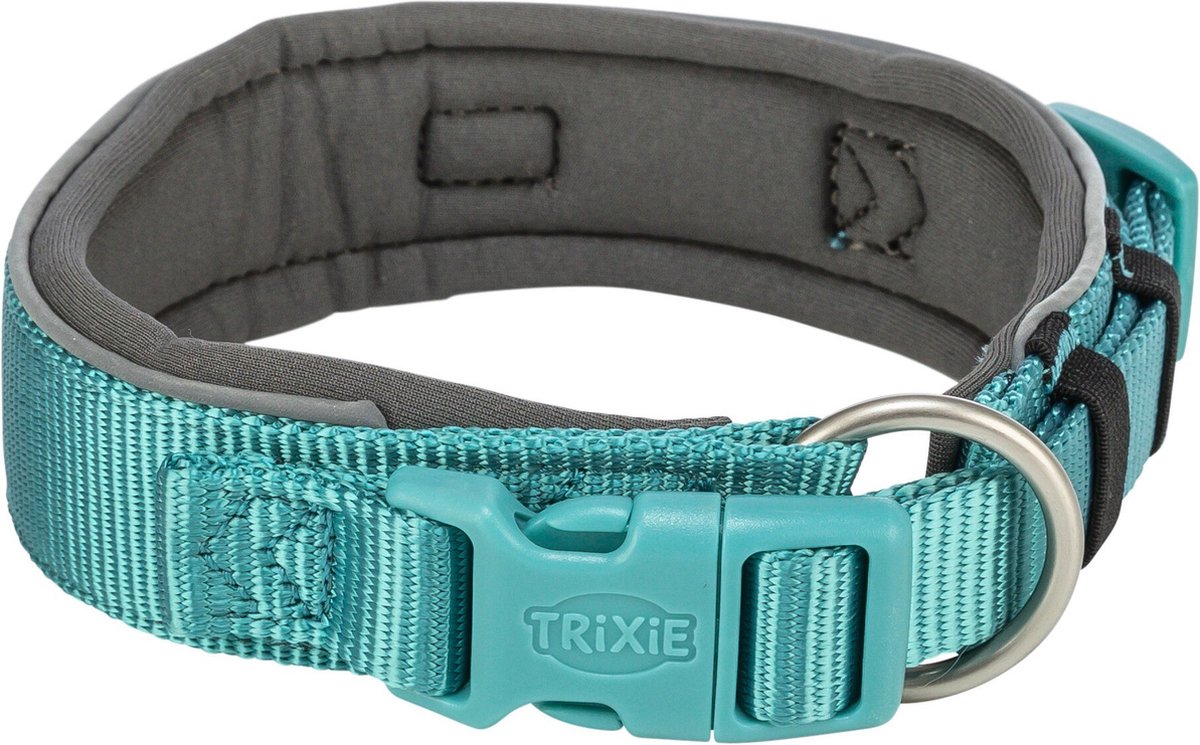 Trixie collar para perros - premium extra ancho gris grafito agua - 40-48x4 cm, ajustable, reflectante