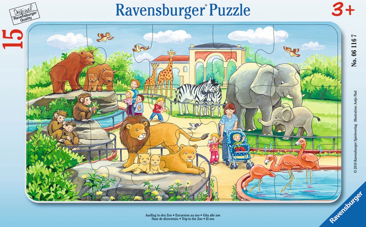Ravensburger puzzle infantil zoo 15 piezas de cartón.