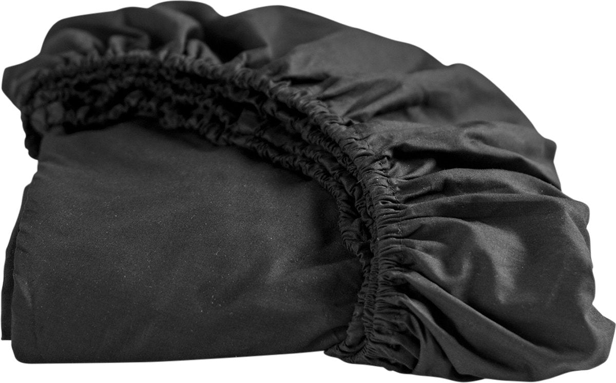 Sábana bajera Cenicienta - 1 persona - jersey - 100% algodón - hasta 25 cm de altura - negro