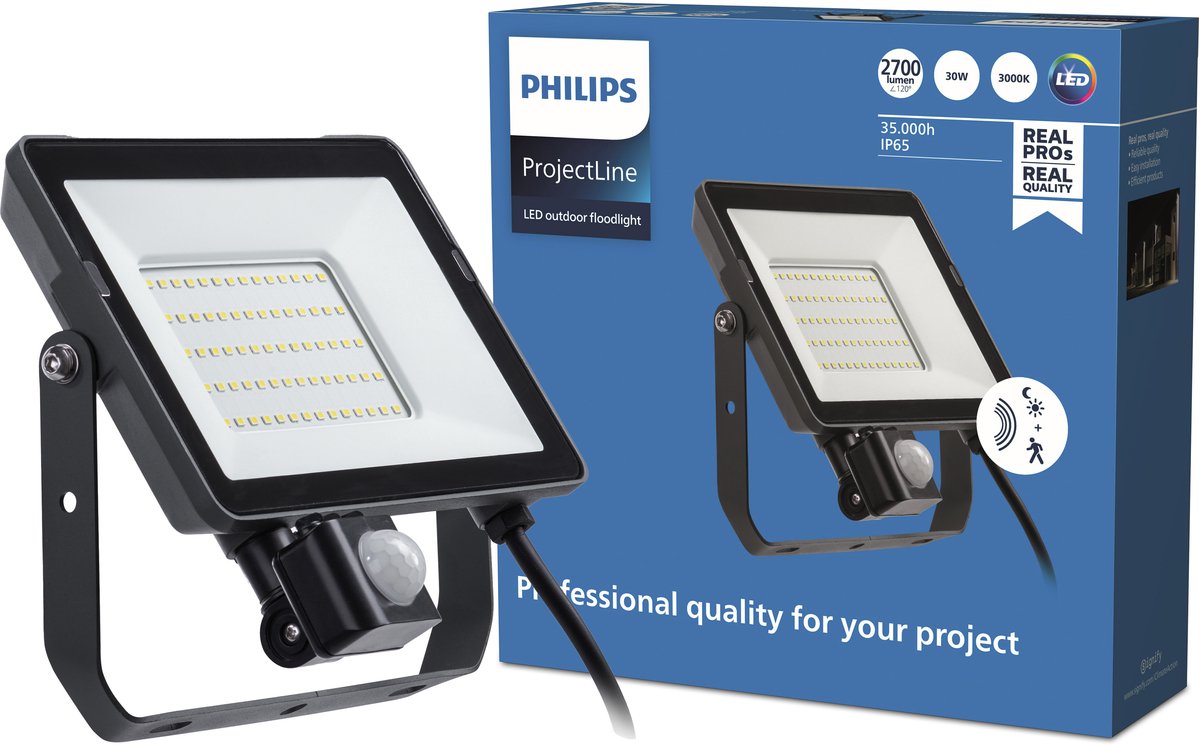 Faretto Philips LED Philips Projectline - 30 W - luce bianca calda - sensore