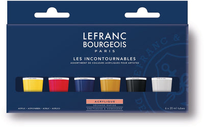 Lefranc borghese 300342 set acrilico pregiato “i must-have” 6 × 20 ml | set di colori acrilici per artisti principianti