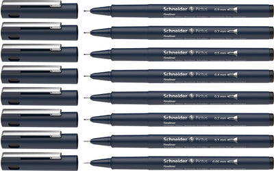 Strumenti da scrittura Schneider fineliner schneider - pictus - nero - set da 8 pezzi - s-197598