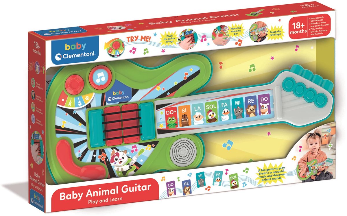 Clementoni - chitarra musicale baby - strumento musicale baby - suono e luce - dai 12 mesi