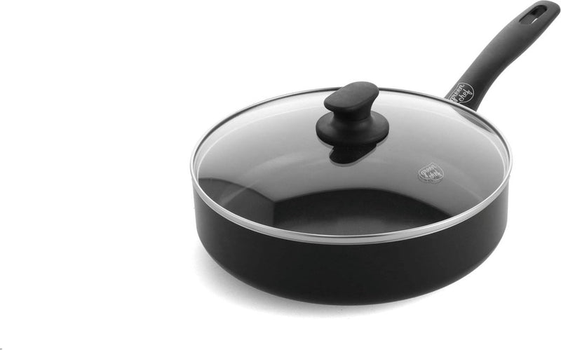 Padella per induzione in ceramica Greenchef Prime con coperchio 24 cm - 2,65 l - senza pfas - padella a induzione - lavabile in lavastoviglie - utilizzabile in forno fino a 160°C - rivestimento antiaderente in ceramica - alluminio riciclato - nero