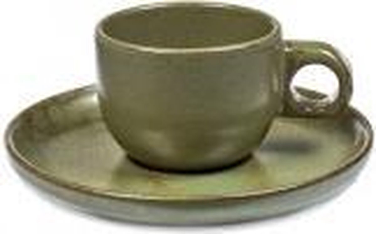 Serax - sergio herman surface - espressokop + schotel - camogroen - 13 ø - 4 stuks