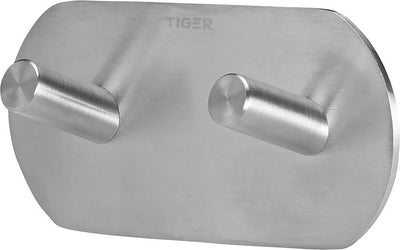 Tiger Rondo - gancio per asciugamano doppio - senza foratura - ganci per asciugamano - nastro da 3 m - acciaio inossidabile spazzolato